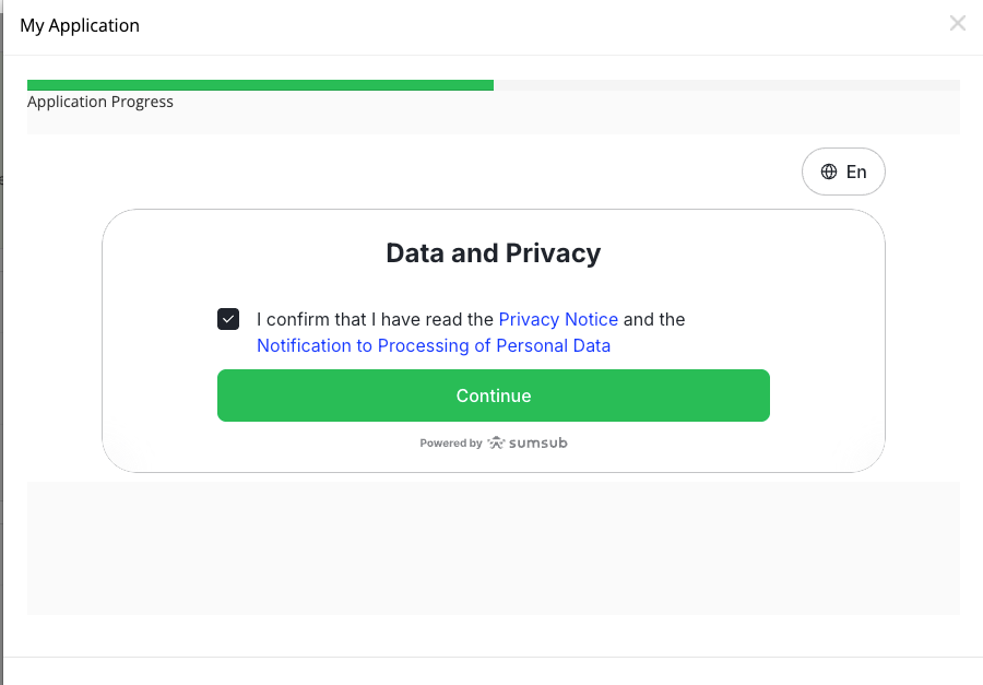 Data and Privacy confirmation modal
